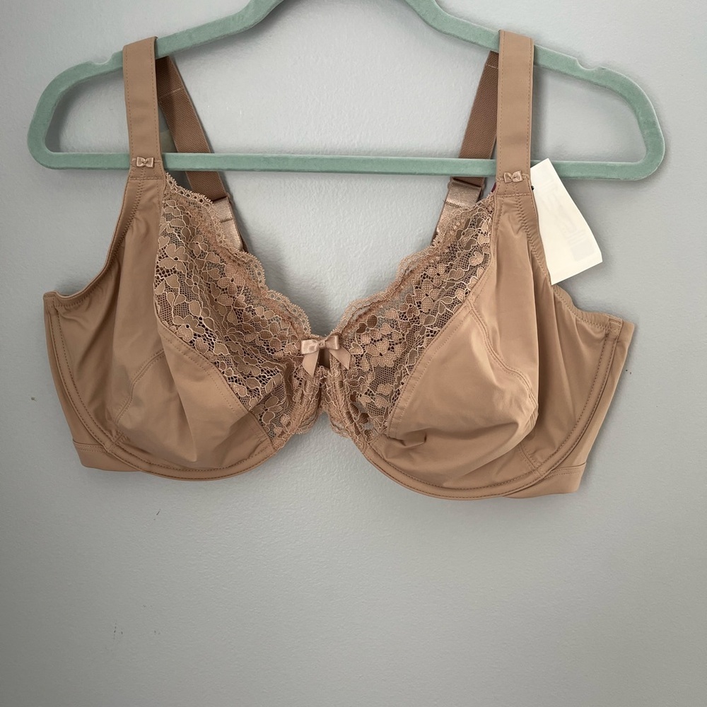 Olga Tan‎ Lace Overlay Full-Coverage Bra